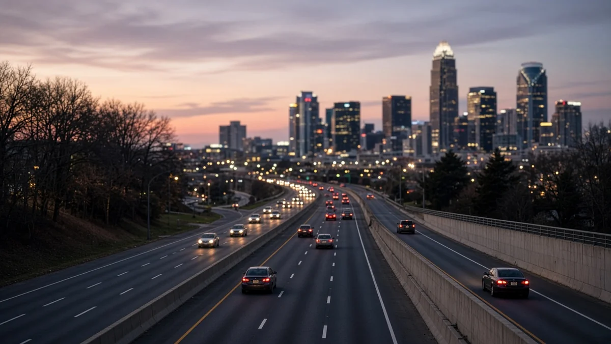 Highway traffic near Charlotte illustrating the I-77 South Express Lanes debate