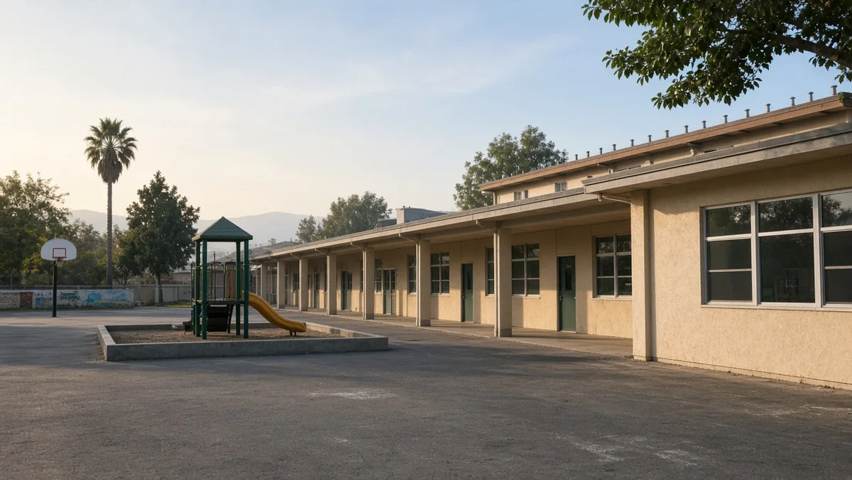 Los Angeles school campus exterior illustrating LAUSD enrollment decline and closure-versus-rebuild debate