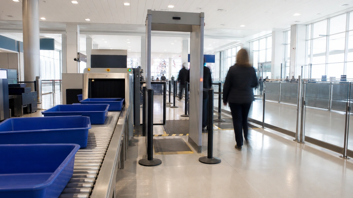 Labor Day airport delays at a busy U.S. airport security and travel checkpoint