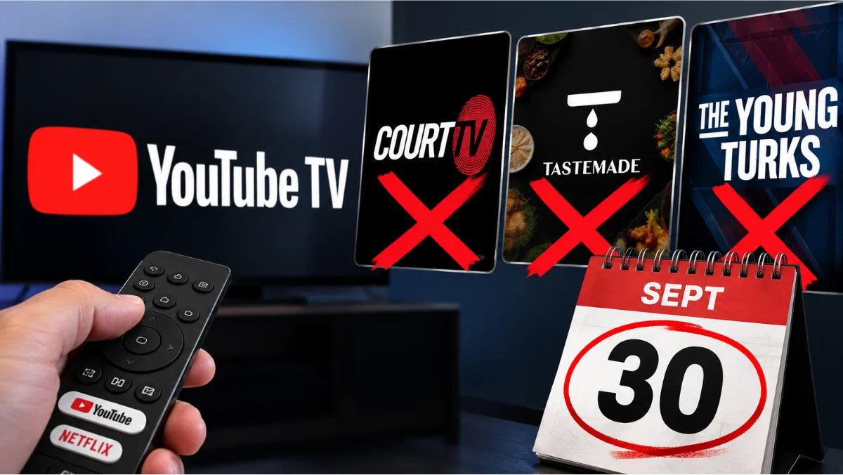 YouTube TV channels on a living-room television