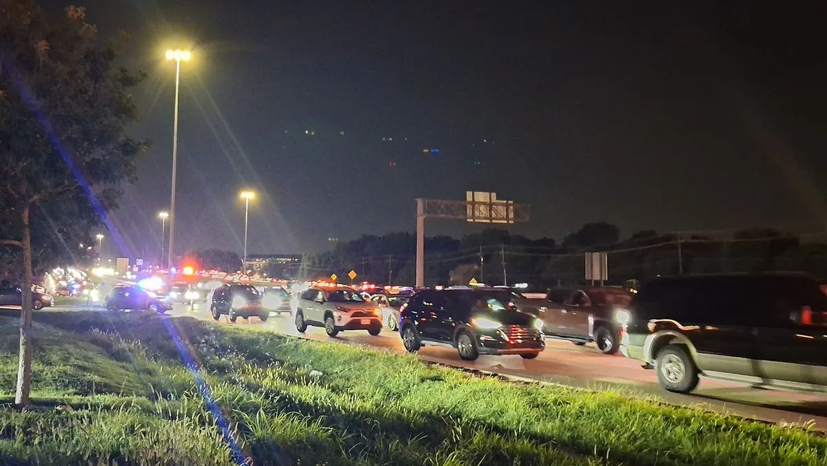 Night traffic backed up on U.S. 75 in McKinney; voters decide the Collin County road bond Nov. 3.