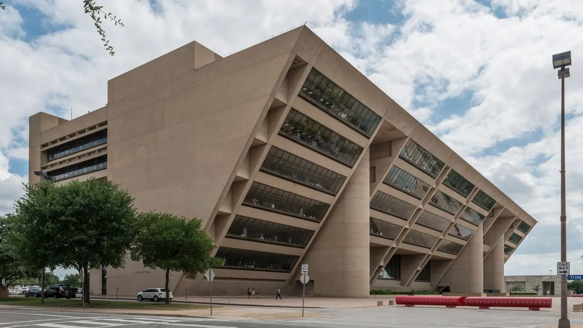 Exterior of Dallas City Hall, whose basement houses the 911 center that Dallas Prop A would relocate